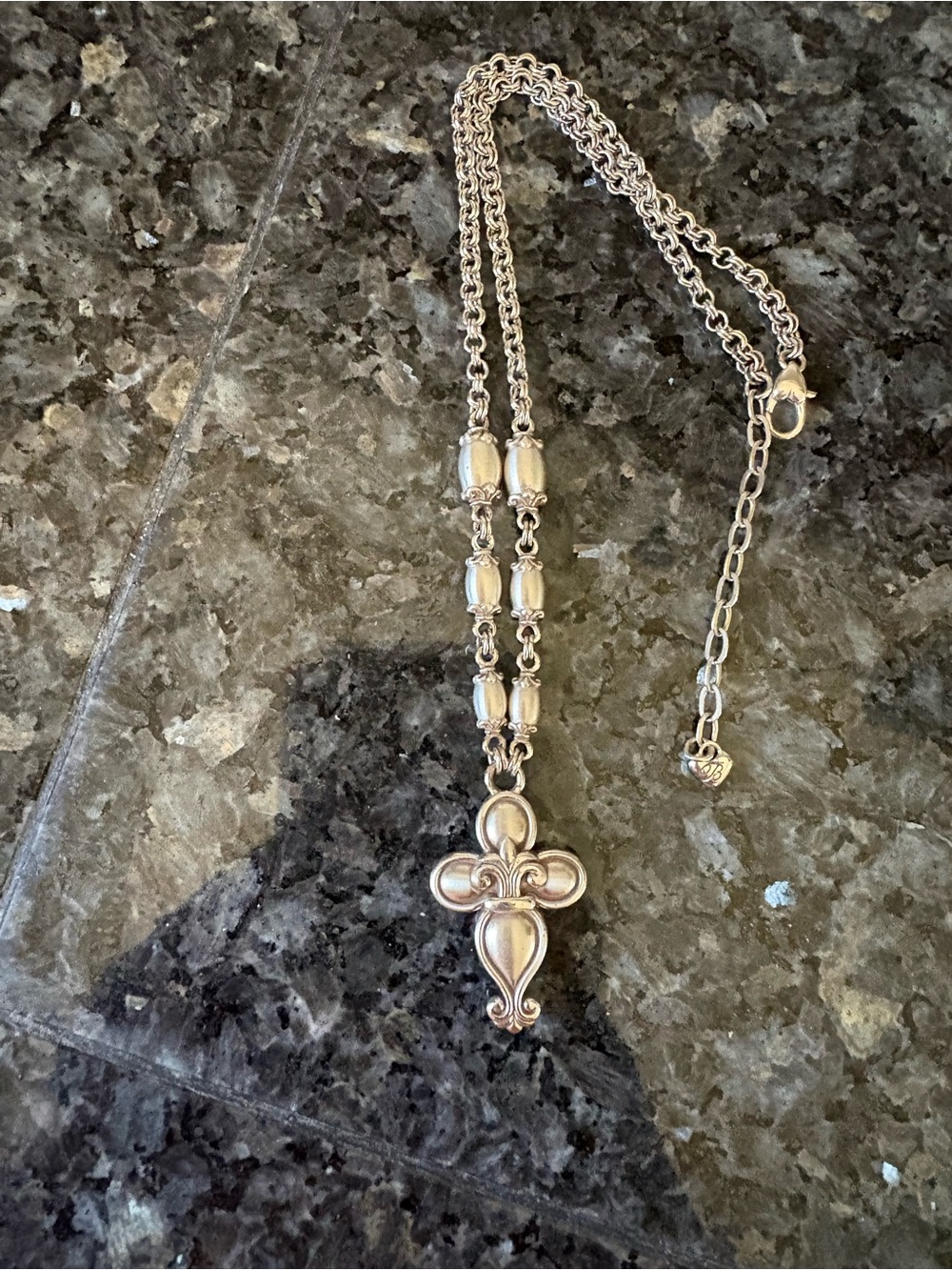 Brighton Silver Cross Drop Pendant Necklace